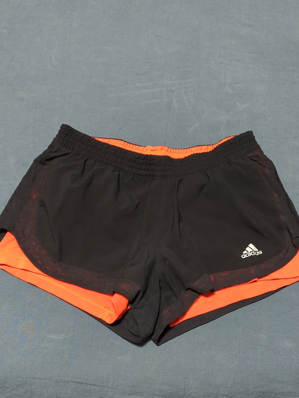 adidas Black Athletic Shorts with Orange Liner